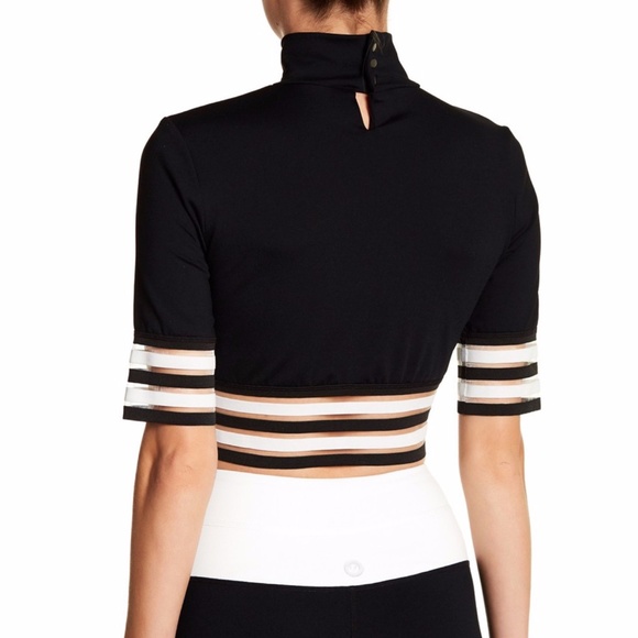 Chicest Black & White Prjon Turtleneck Crop Tee - Picture 2 of 4
